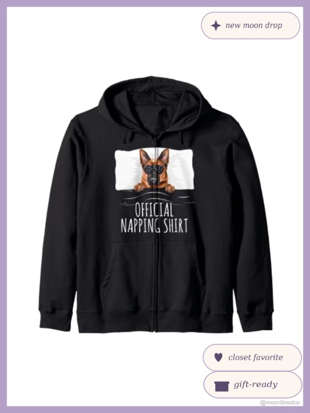 German Shepherd Napping Zip Hoodie Classic Fit Dog Lover Gift